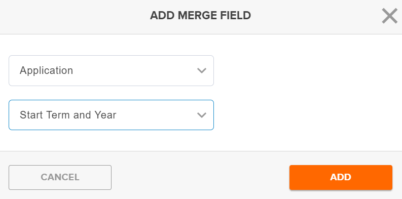 Add Merge Field modal